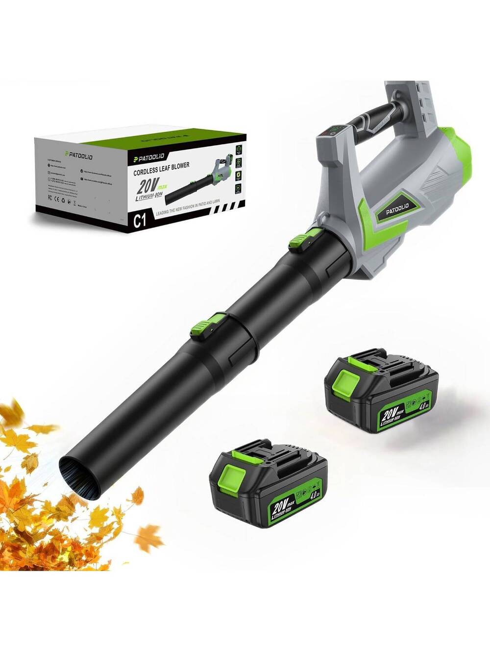 Leaf Blower Cordless, 650CFM/170MPH Leaf Blower 2×4000mAh Batteries + Charger